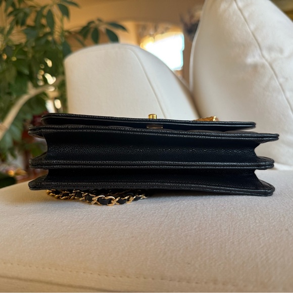 CHANEL 
Shiny Caviar Quilted Flap Charm Wallet On Chain WOC Black - Picture 3 of 16